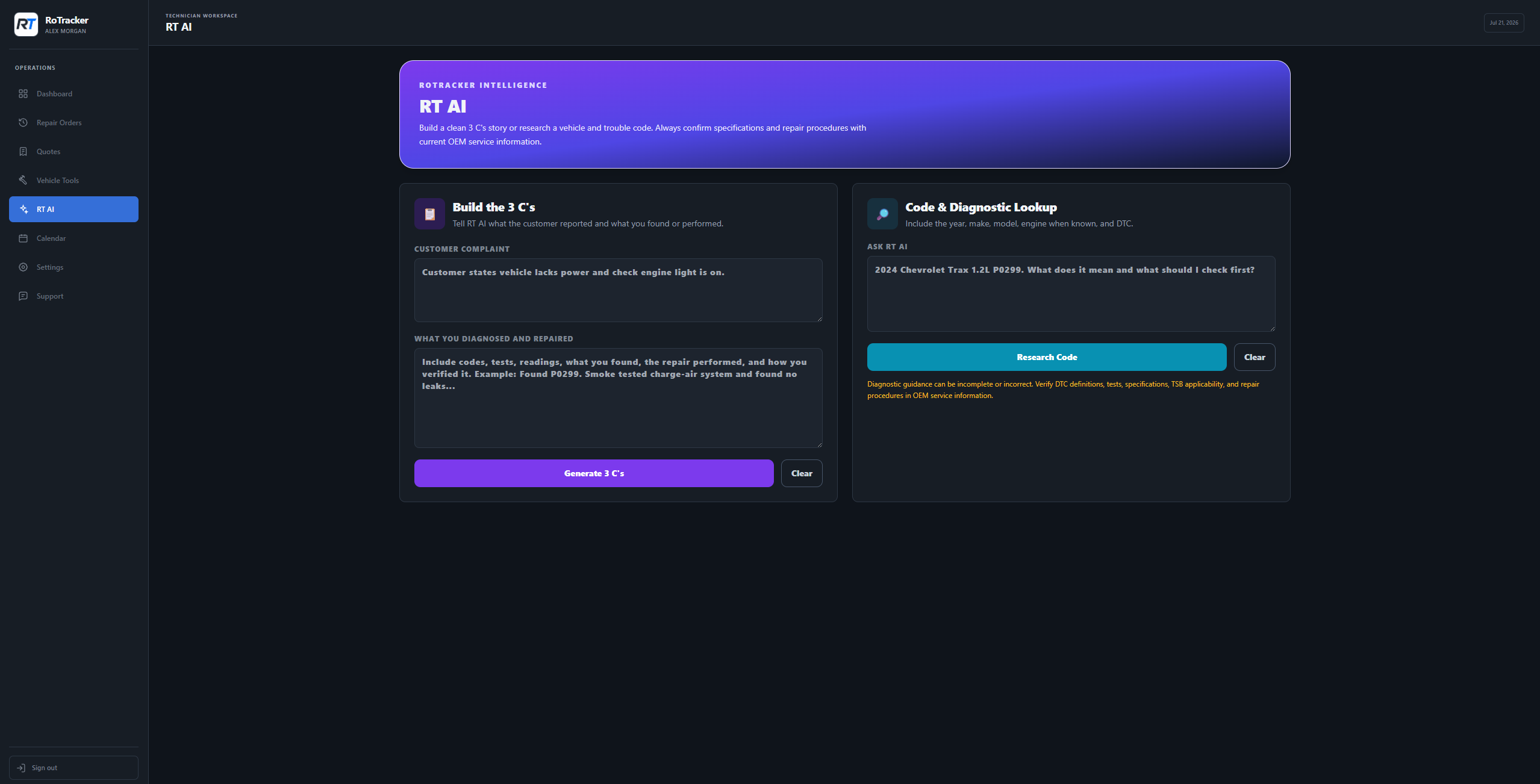 RoTracker RT AI repair documentation assistant